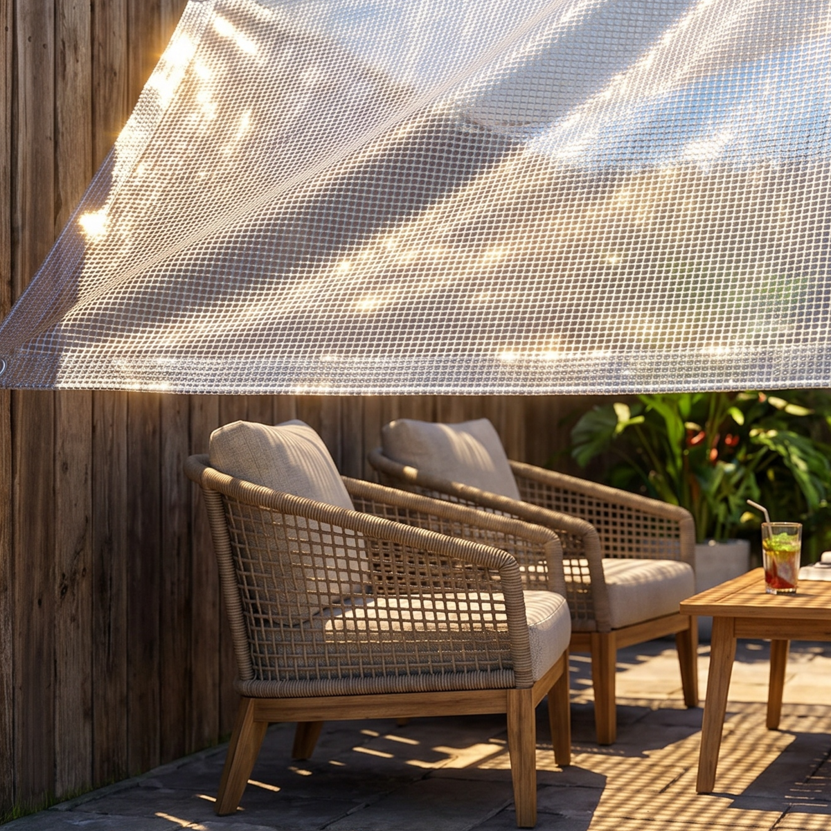 NyloFab 340 GSM Transparent PVC Tarpaulin – 100% Waterproof Heavy-Duty Rain Curtain & Patio Canopy Sheet
