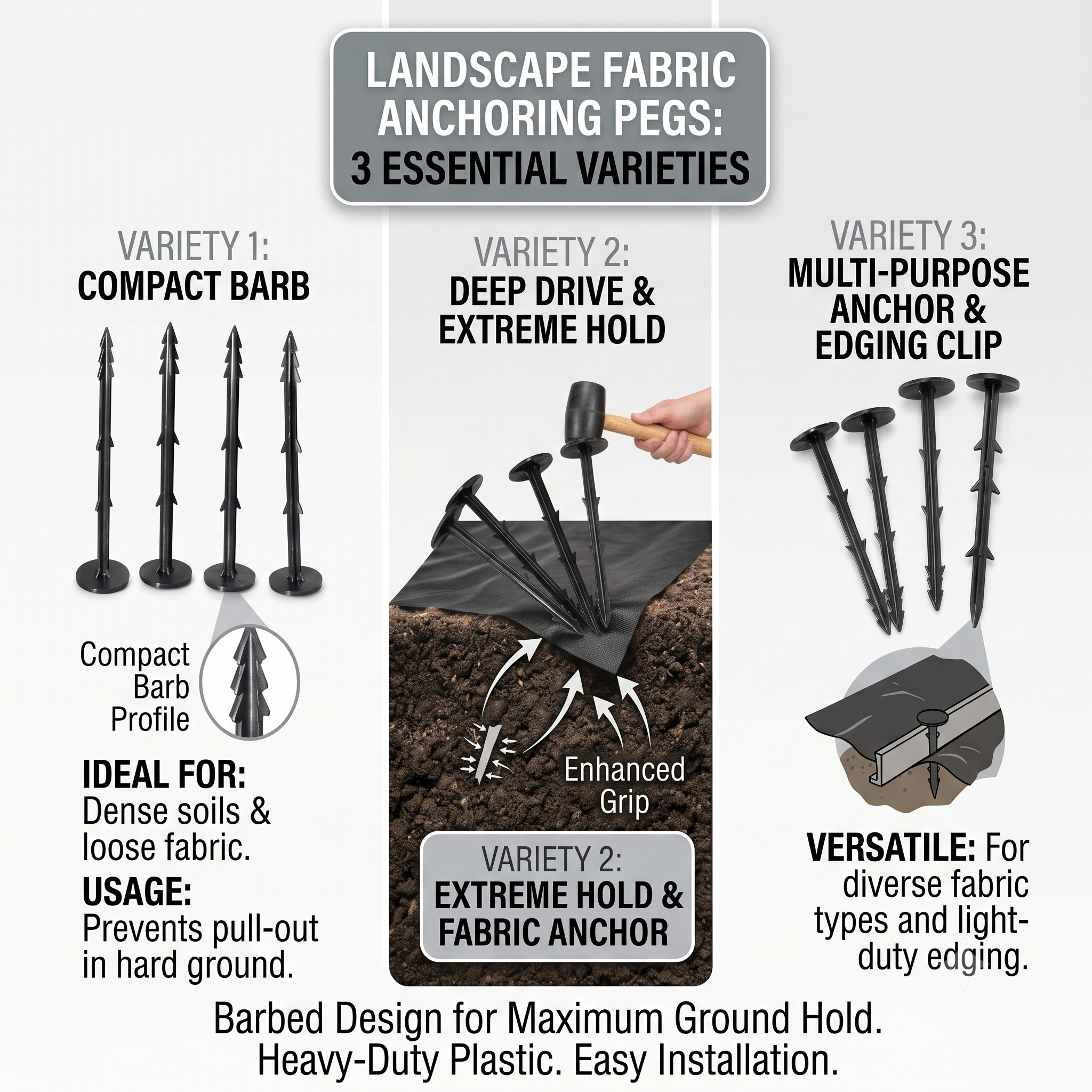 Heavy-Duty Weed Mat Nails & Ground Anchor Pegs – UV-Stabilized Landscape Fabric Staples for Weed Barrier, Farming & Garden Geotextile Membrane