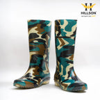 Hillson Jungli Gumboots (Military Green) – 100% Waterproof Knee-Length Safety Rain Boots with Anti-Skid Sole for Agriculture, Monsoon & Construction