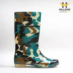 Hillson Jungli Gumboots (Military Green) – 100% Waterproof Knee-Length Safety Rain Boots with Anti-Skid Sole for Agriculture, Monsoon & Construction