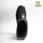 Hillson Welcome Black Gumboots – 100% Waterproof Safety Boots with Hard PVC Anti-Skid Outsole for Construction, Agriculture & Chemical Protection