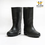 Hillson Welcome Black Gumboots – 100% Waterproof Safety Boots with Hard PVC Anti-Skid Outsole for Construction, Agriculture & Chemical Protection