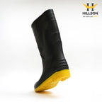 Hillson Welcome Yellow Gumboots – 100% Waterproof Heavy-Duty PVC Safety Boots with Anti-Skid Sole for Agriculture, Construction & Chemical Protection