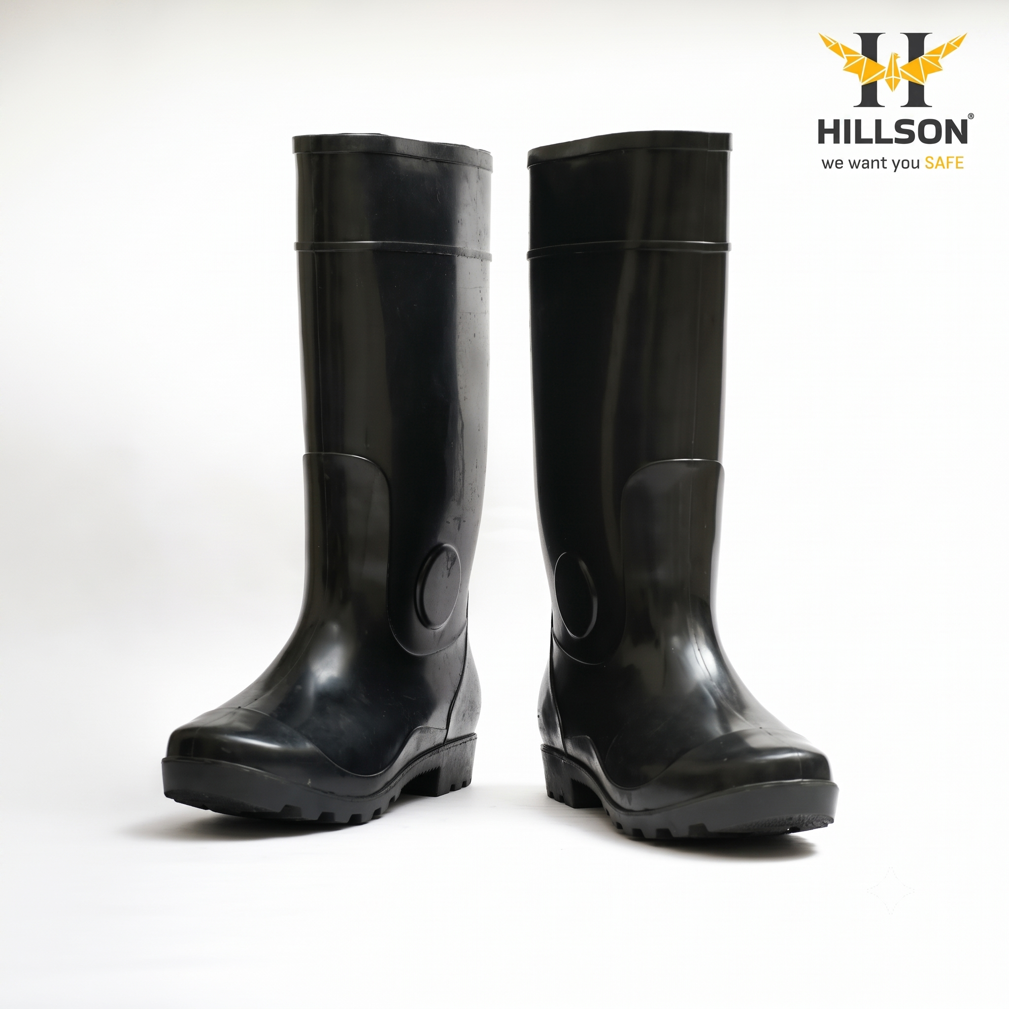 Hillson Century 11-Inch Dual Density PVC Gumboots, 15 inch height – IS 15298 (Part-4) Certified Waterproof Safety Boots with Sweat-Absorbent Lining