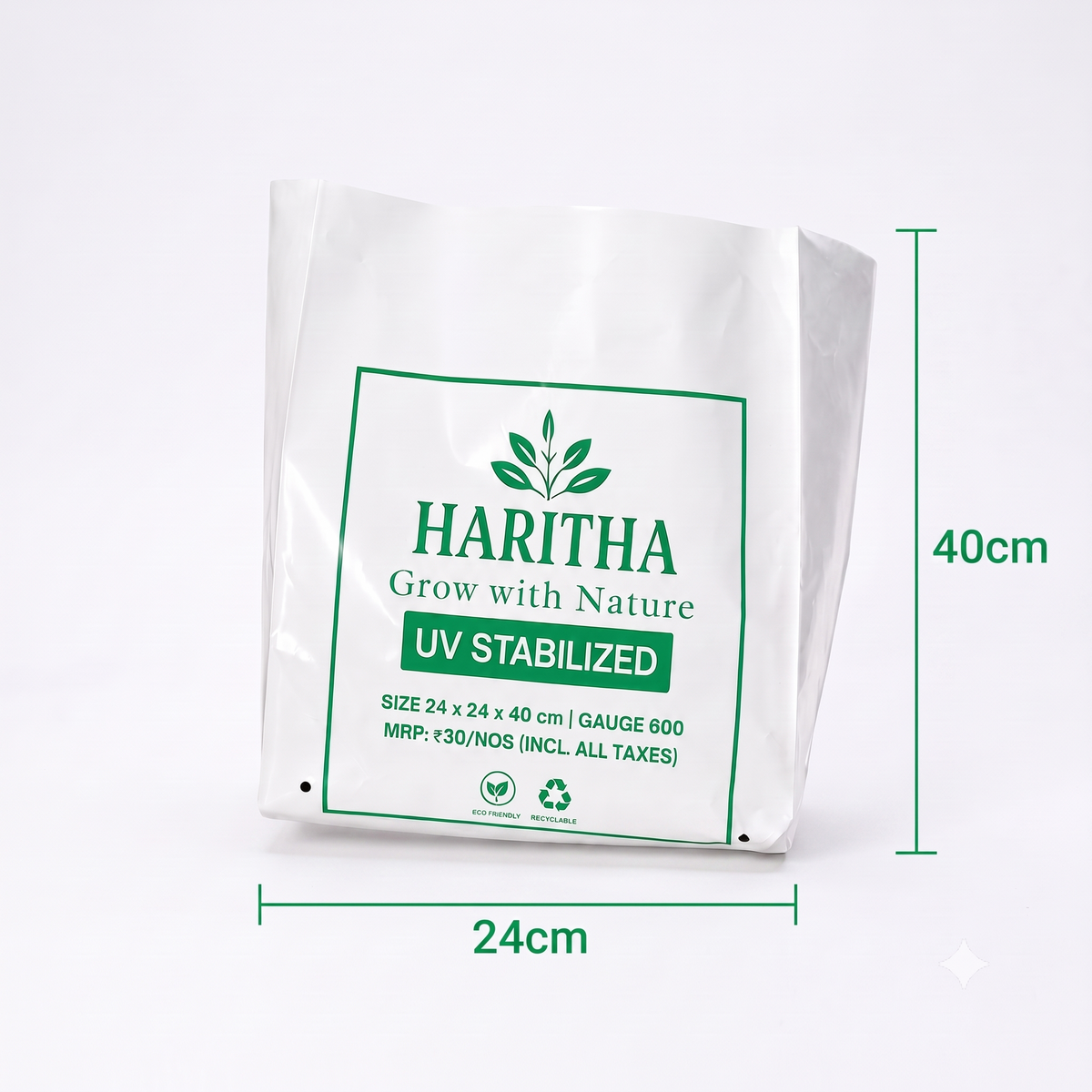 600 Gauge Black & White Poly Grow Bags – Heavy-Duty UV-Resistant Nursery Planting Bags for Vegetables & Plants- 20 pcs pack