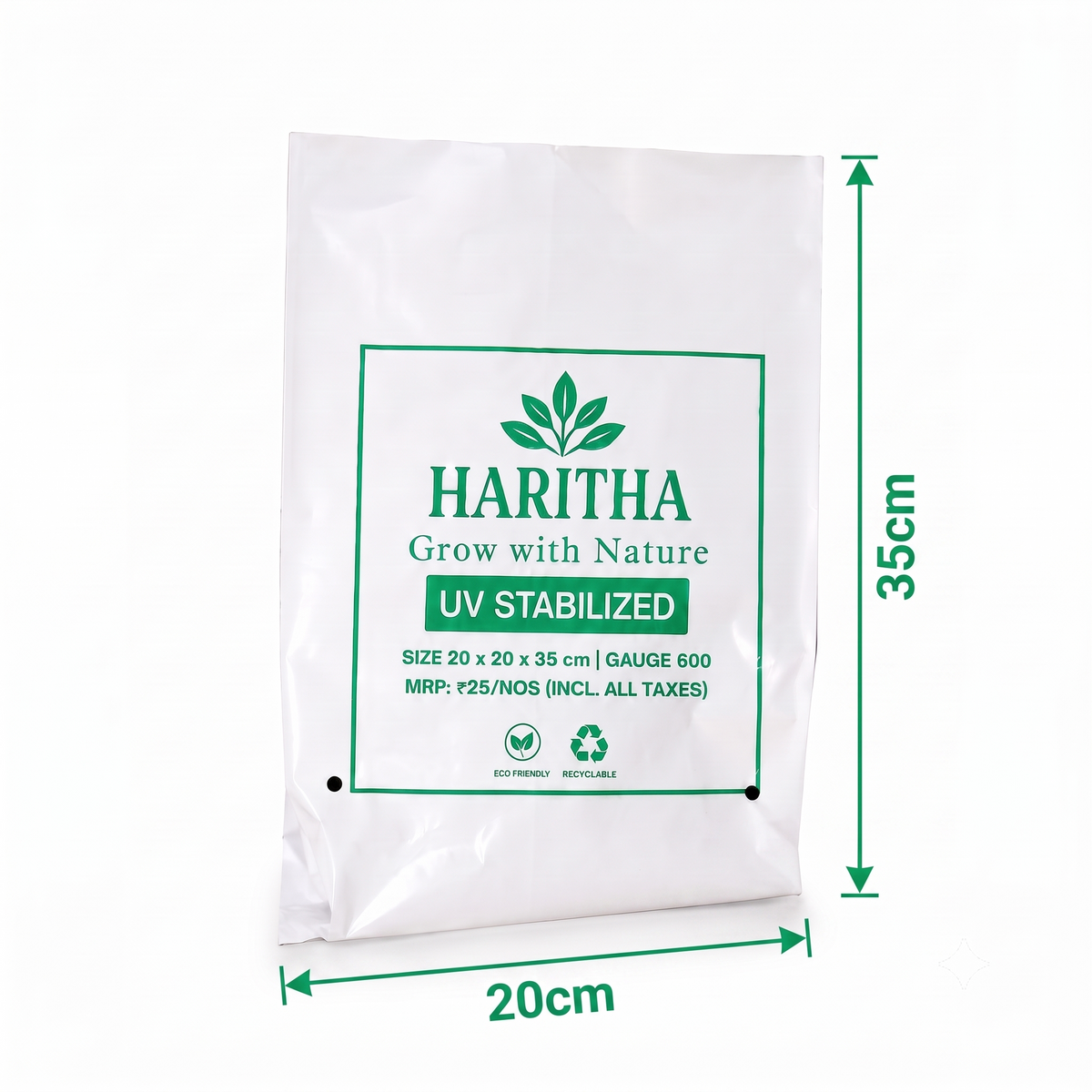 600 Gauge Black & White Poly Grow Bags – Heavy-Duty UV-Resistant Nursery Planting Bags for Vegetables & Plants- 20 pcs pack