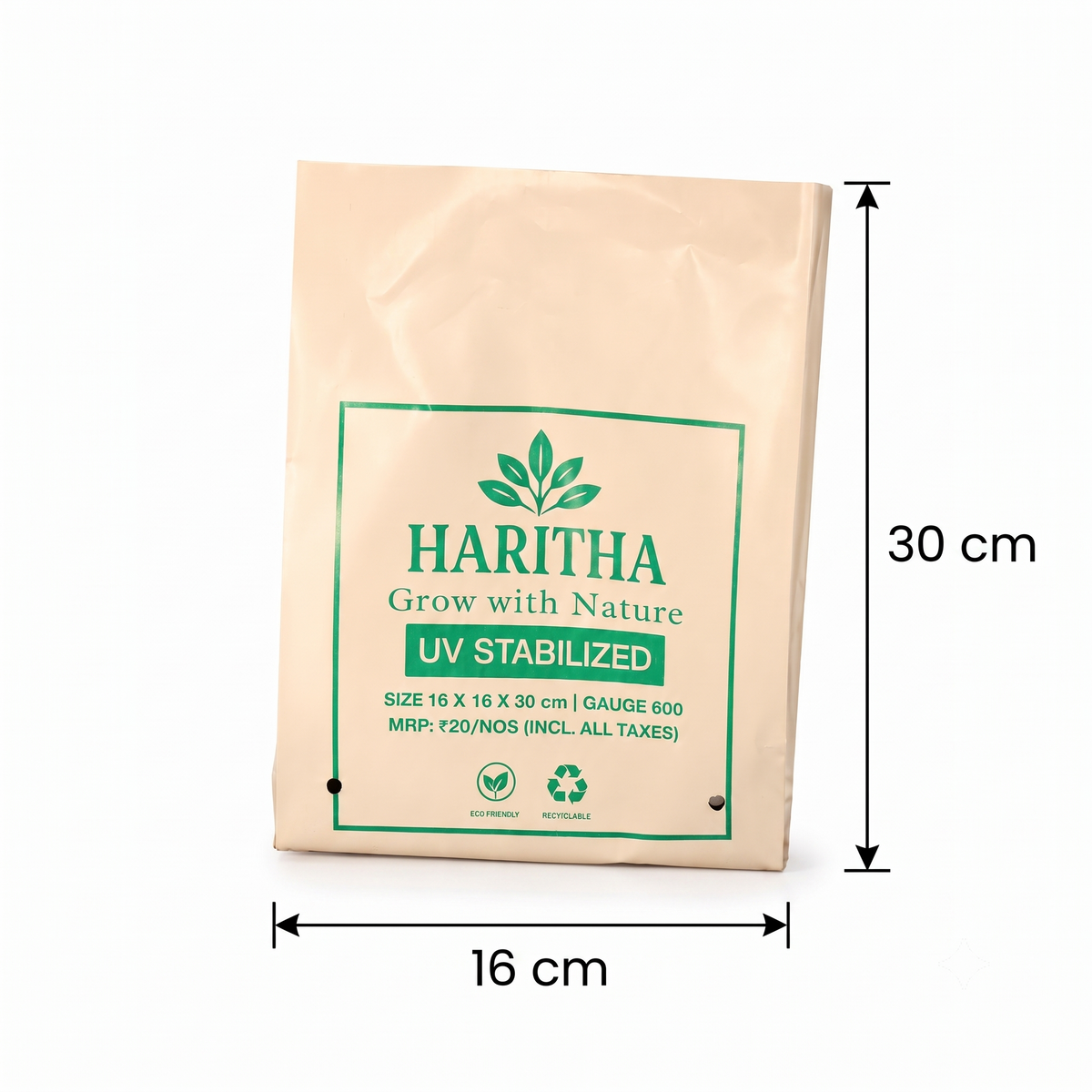 600 Gauge Black & White Poly Grow Bags – Heavy-Duty UV-Resistant Nursery Planting Bags for Vegetables & Plants- 20 pcs pack