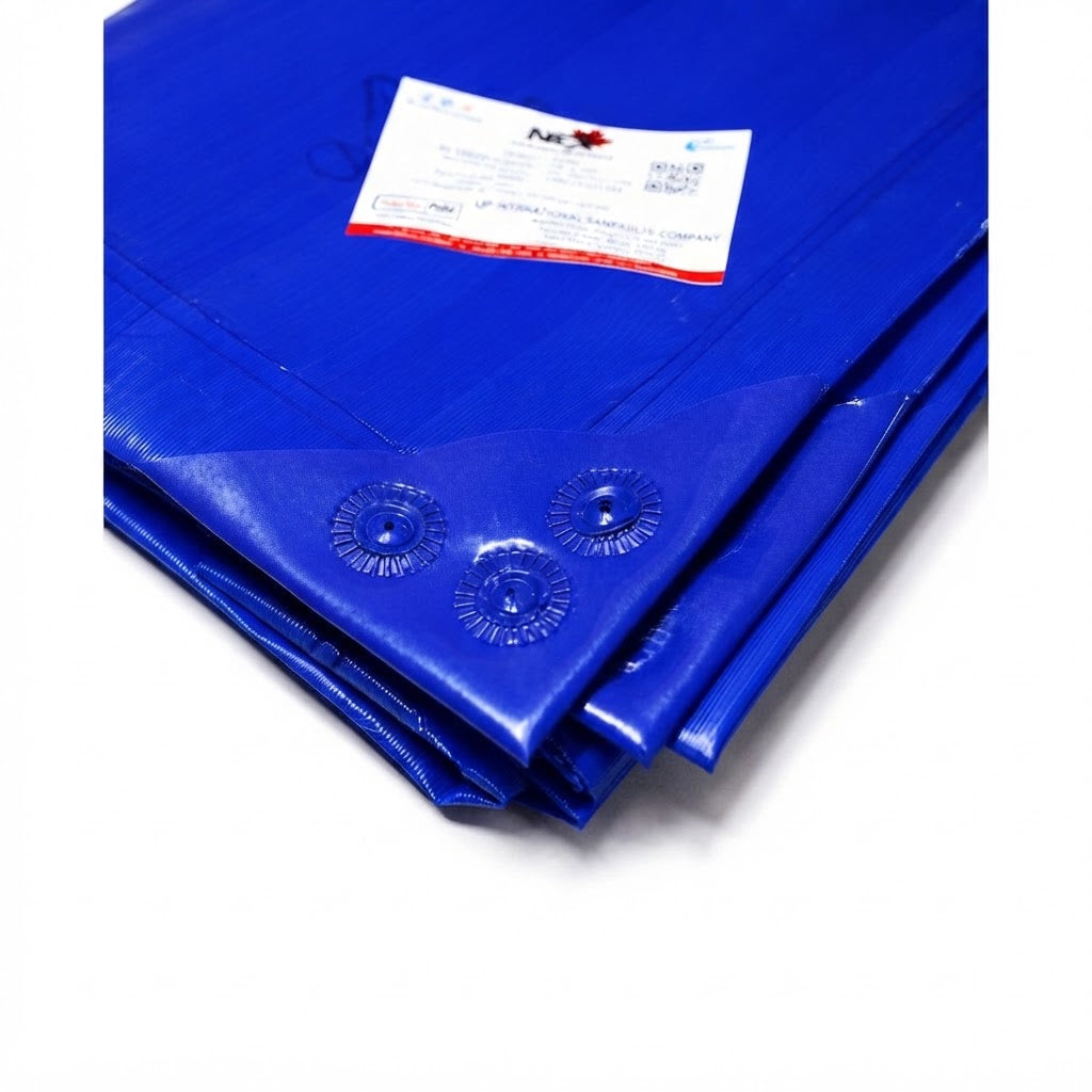 IS 14611 Certified 120 GSM Cross-Laminated Tarpaulin – 7-Layer Blue Medium-Duty Waterproof Sheet (ISO 9001)
