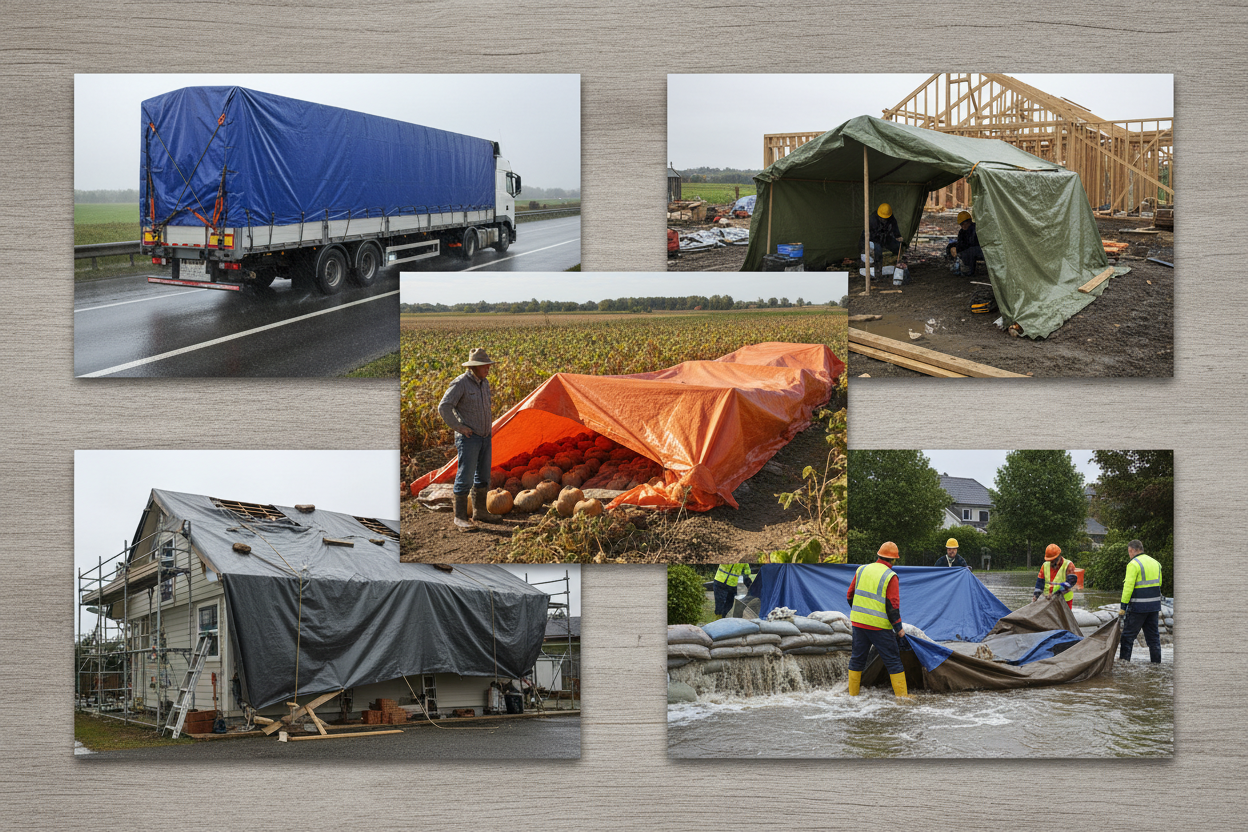 Nex 120 GSM Mega-Jumbo Blue Tarpaulin – Commercial Grade 7-Layer Cross Laminated Cover for Agricultural Warehousing & Infrastructure (IS 14611 & ISO 9001 Certified)